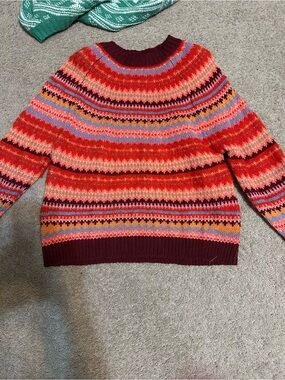 Women’s Multicolor Fair Isle Crewneck Sweater - Red Pattern